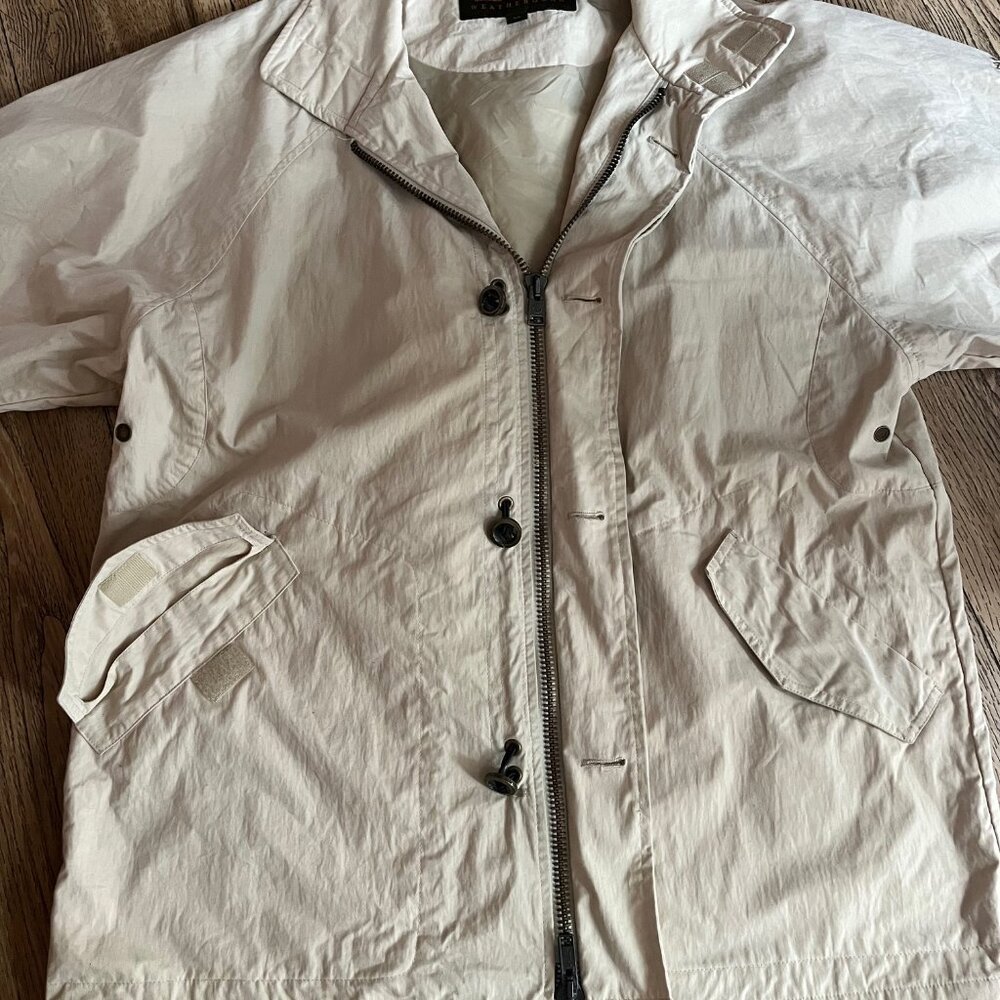 Timberland Weather Gear w/ hood  Zip Up Button Up Beige Collared Jacket  SZ M - Picture 3 of 11